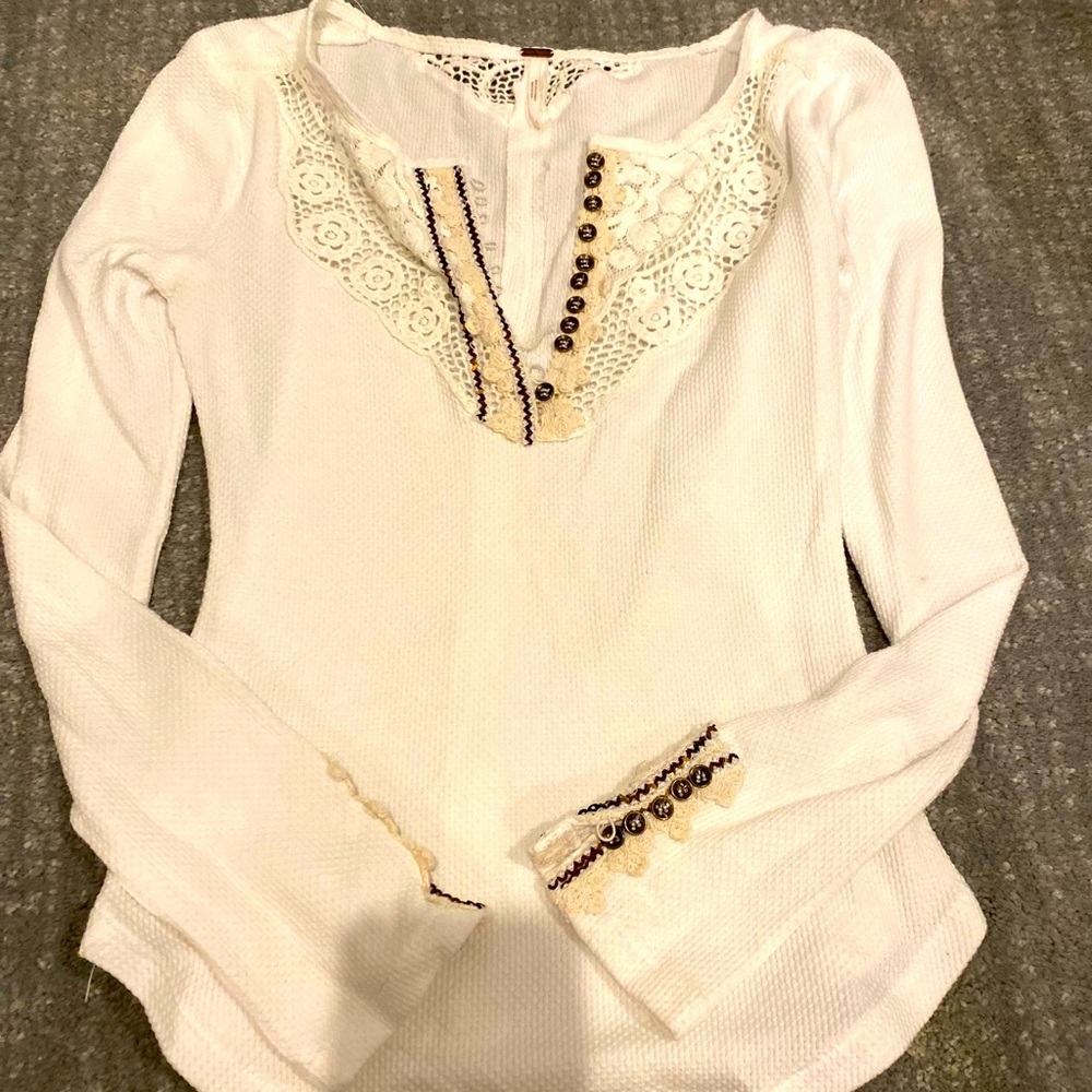 Free people waffle knit blouse